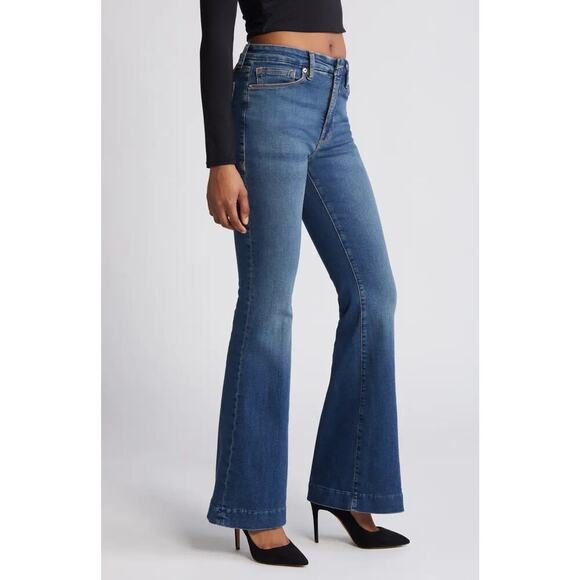 Good American Good Legs Flare Jeans in BBLUE305 Medium Wash (14 or 32) - Picture 9 of 9